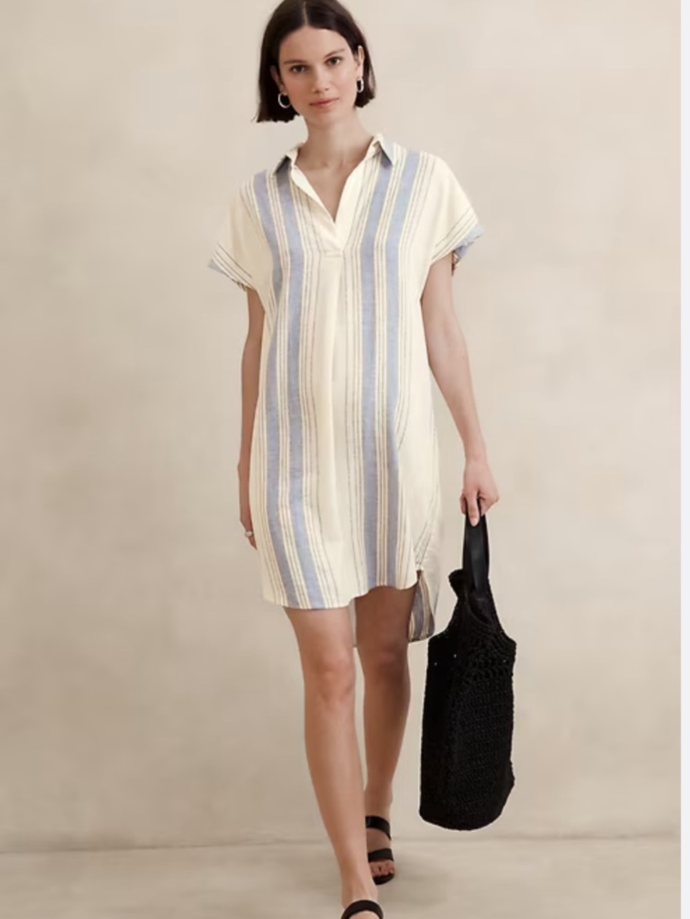 Banana Republic Striped Linen Dress L